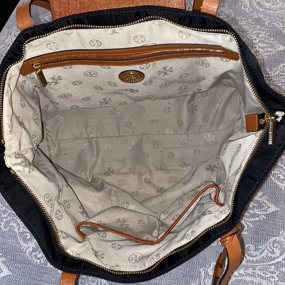 Tory Burch Black Nylon Tote/Camel Accents - Picture 7 of 16